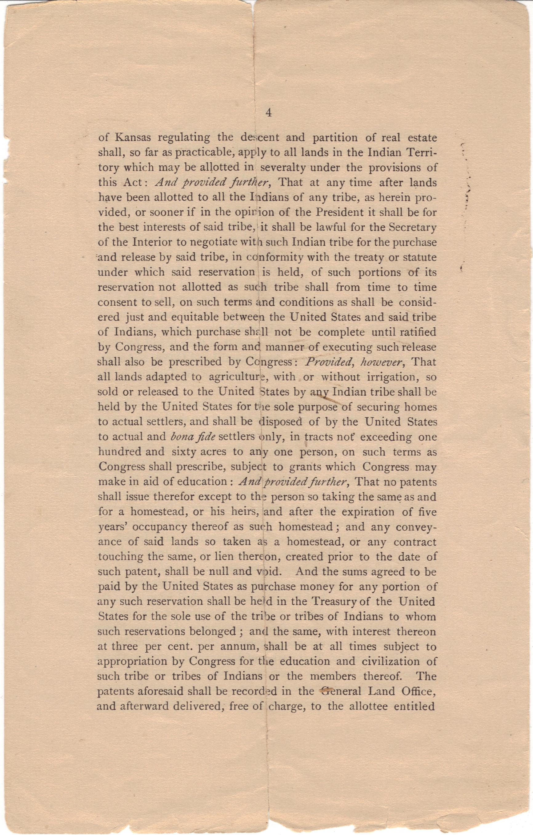 1887 Congressional Acts: 'Fee simple' land allocation (6)